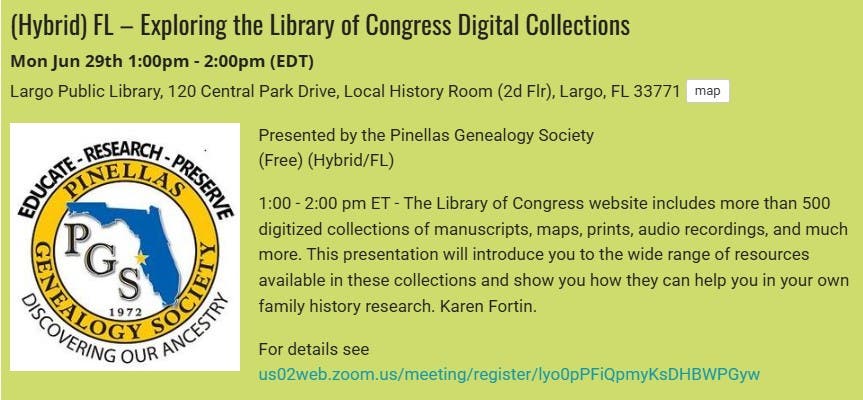 GENEALOGY - Exploring the Library of Congress Digital Collections