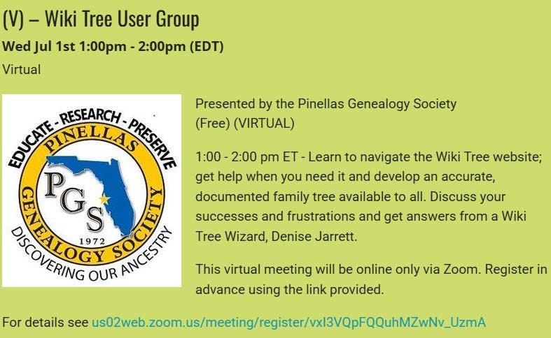 GENEALOGY - Wiki Tree User Group