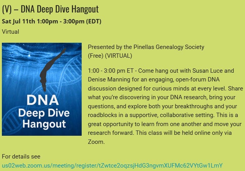 GENEALOGY - DNA Deep Dive Hangout