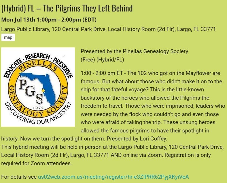 GENEALOGY - The Pilgrims They Left Behind