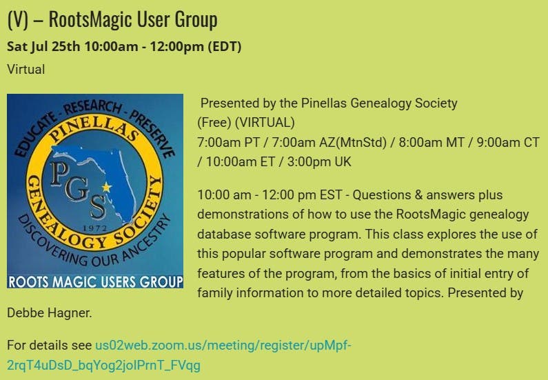 GENEALOGY - RootsMagic User Group
