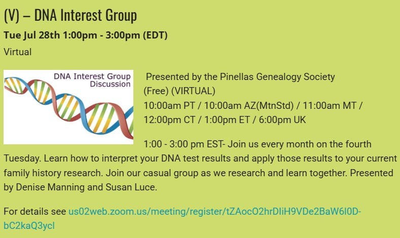 GENEALOGY - (V) - DNA Interest Group