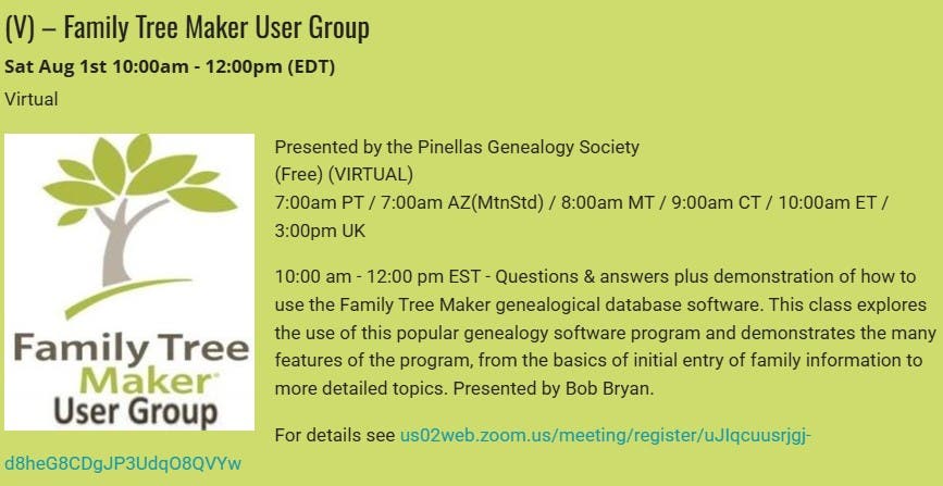 GENEALOGY - Family Tree User Group