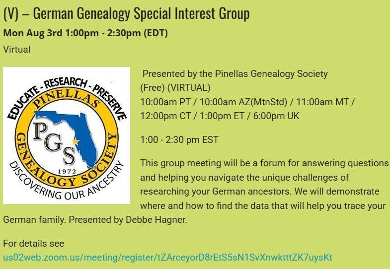 GENEALOGY - German Genealogy Special Interest Group