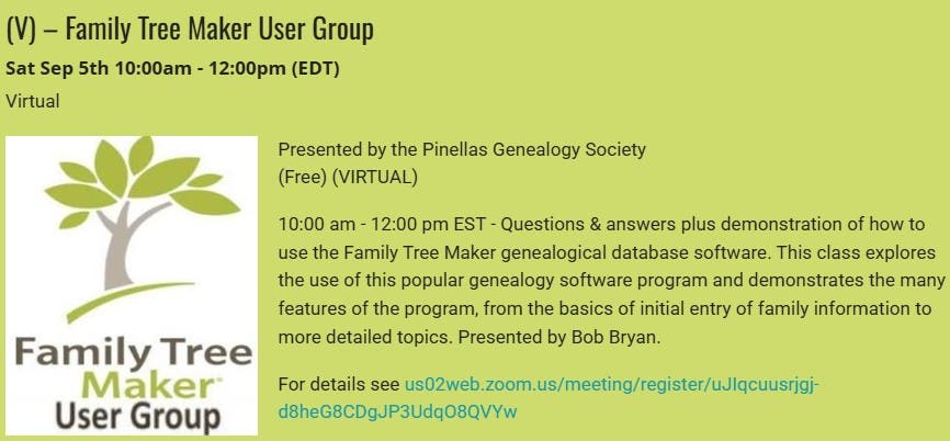 GENEALOGY - Family Tree Maker User Group