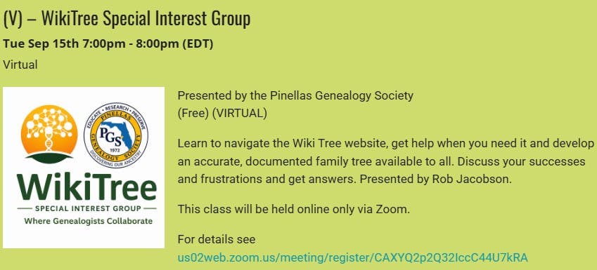 GENEALOGY - WikiTree Special Interest Group
