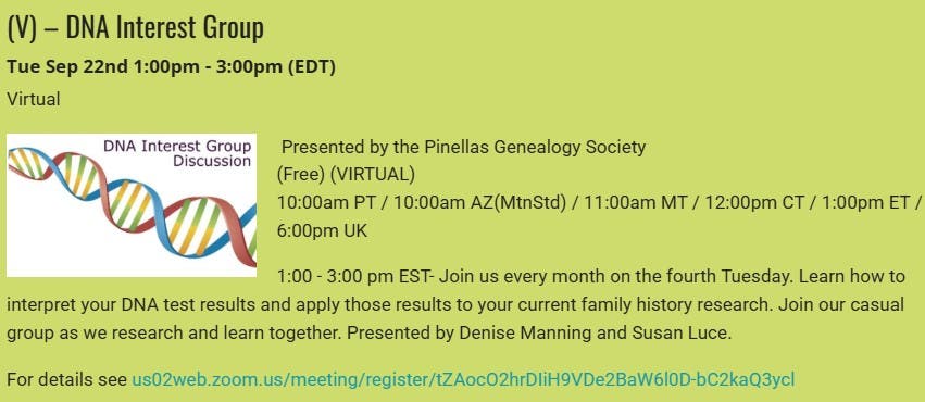 GENEALOGY - DNA Interest Group