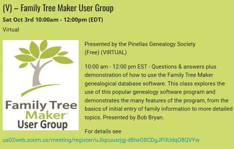 GENEALOGY - Family Tree Maker User Group