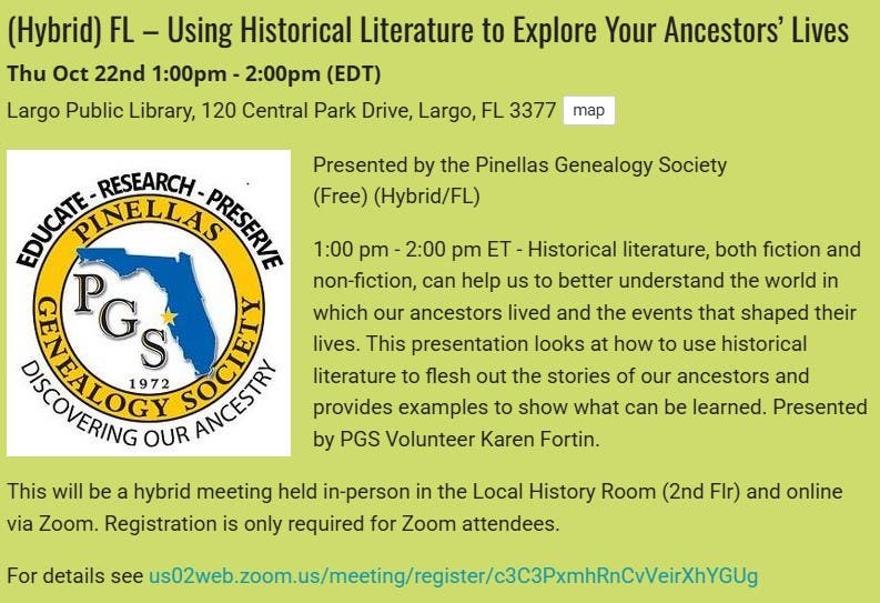 GENEALOGY - Using Historical Literature to Explore Your Ancestors’ Lives