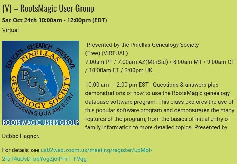 GENEALOGY - RootsMagic User Group