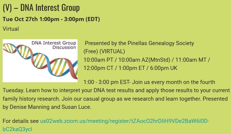 GENEALOGY - DNA Interest Group