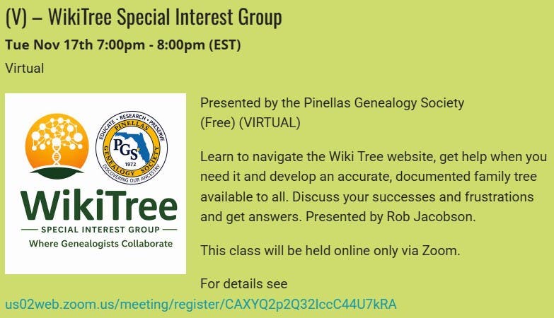 GENEALOGY - WikiTree Special Interest Group