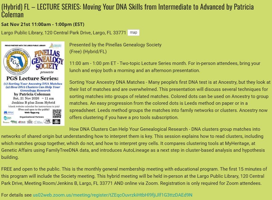 GENEALOGY - Moving Your DNA Skills From Intermediate To Advanced By Patricia Coleman