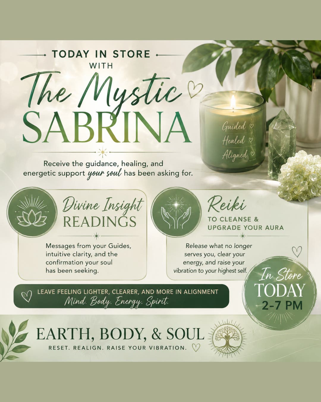 Walk In Mediumship, Tarot, & Reiki Cleansings w/ The Mystic Sabrina