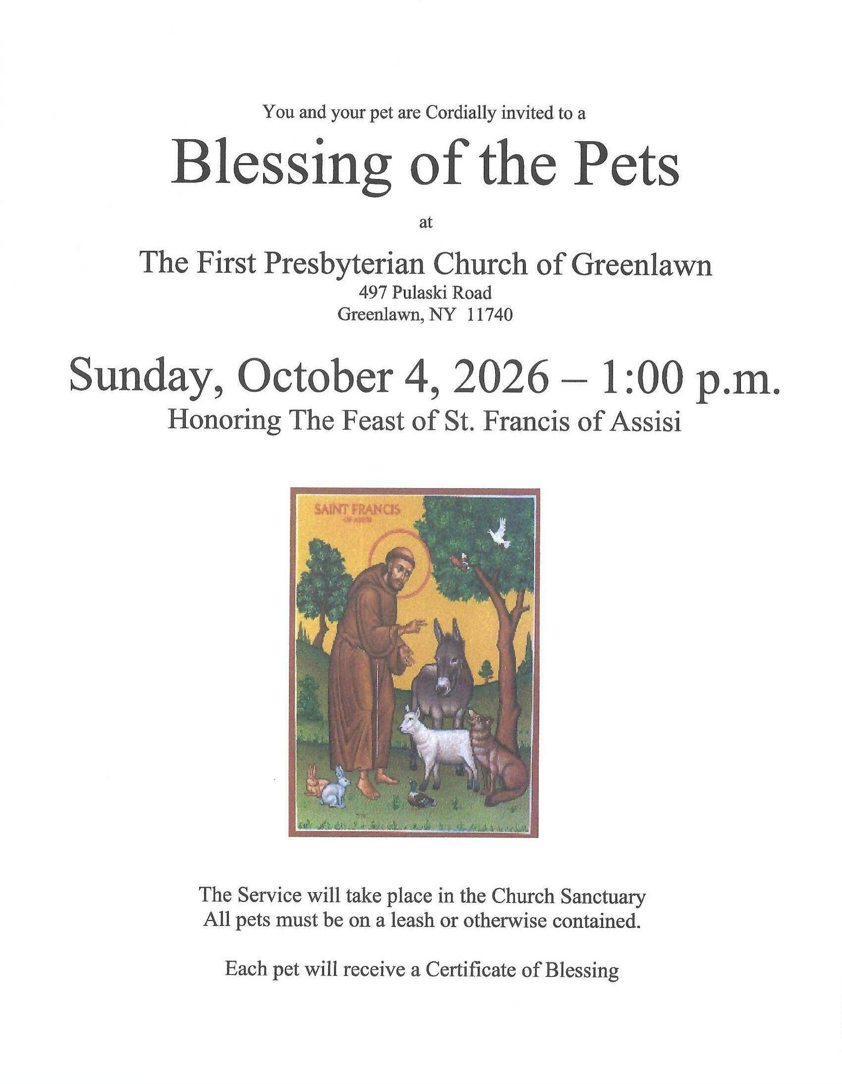Blessing of the Pets