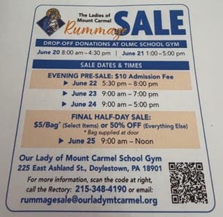 The Ladies Of Mount Carmel Rummage Sale