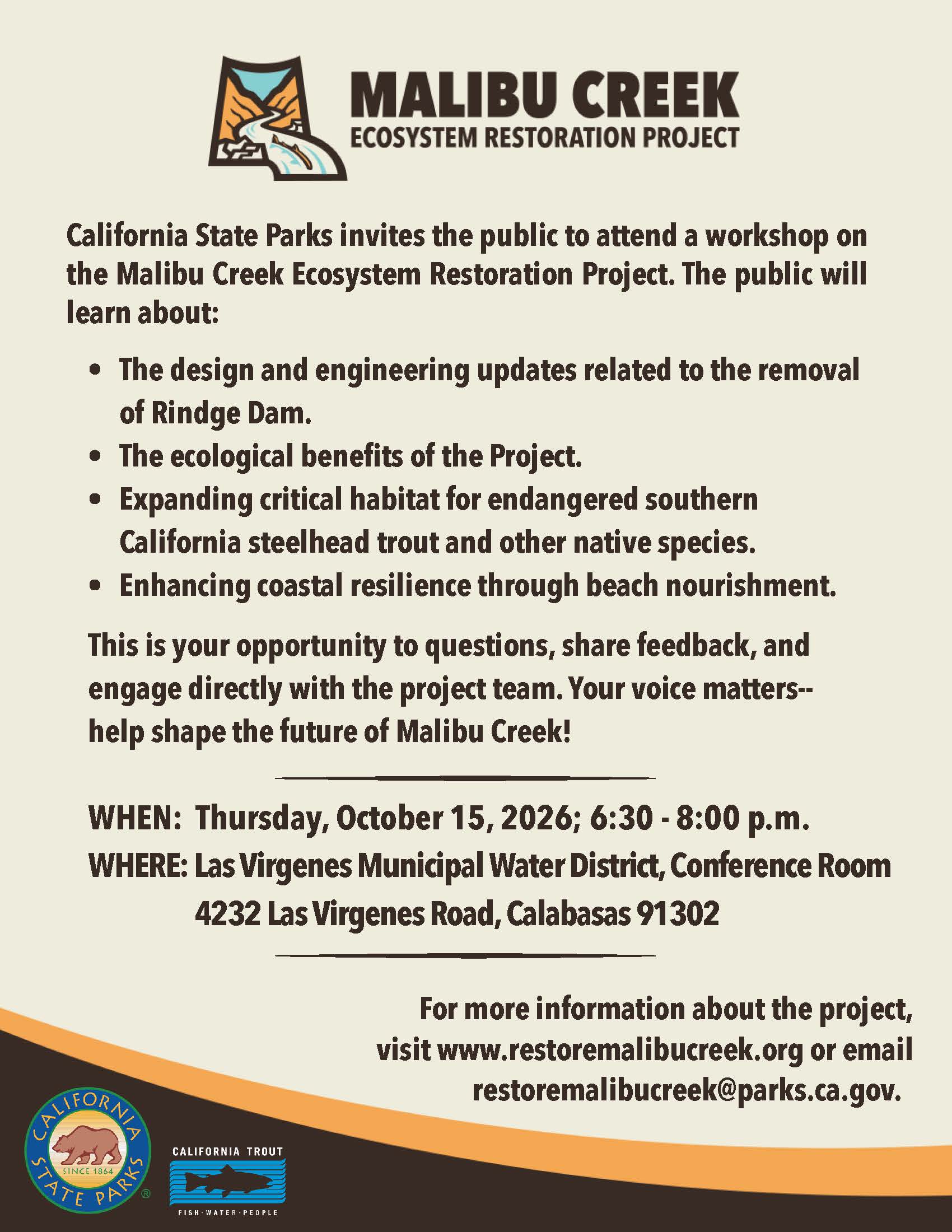 Public Workshop for the Malibu Creek Ecosystem Restoration Project 