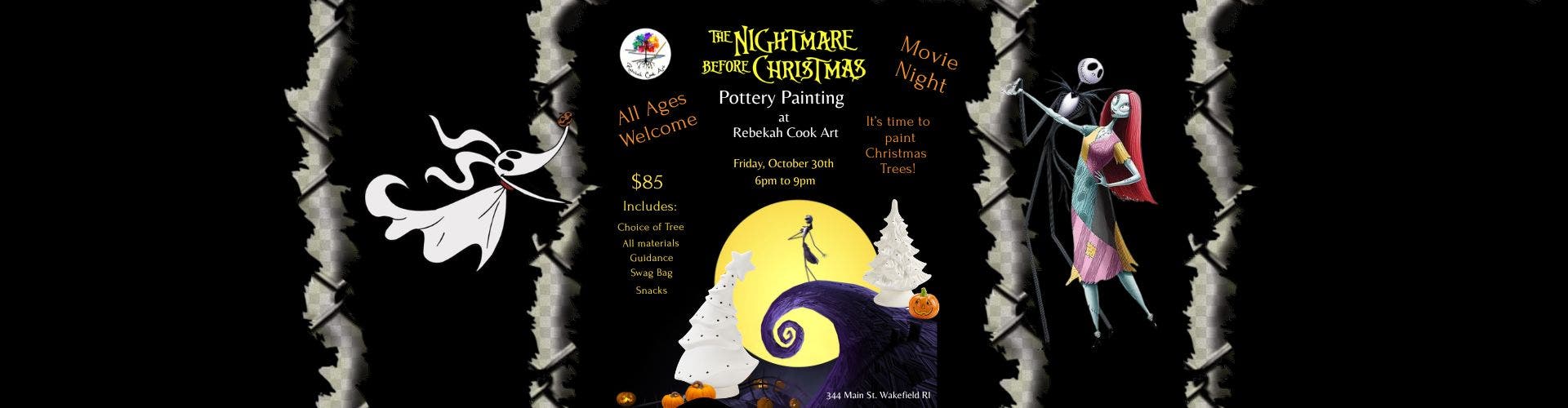Nightmare Before Christmas Tree Painting and Movie Night 