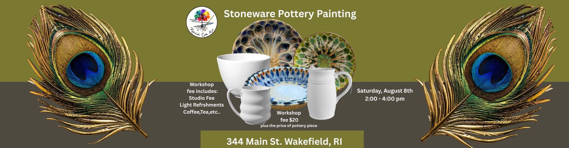 Stoneware Pottery Painting - Peacock Technique