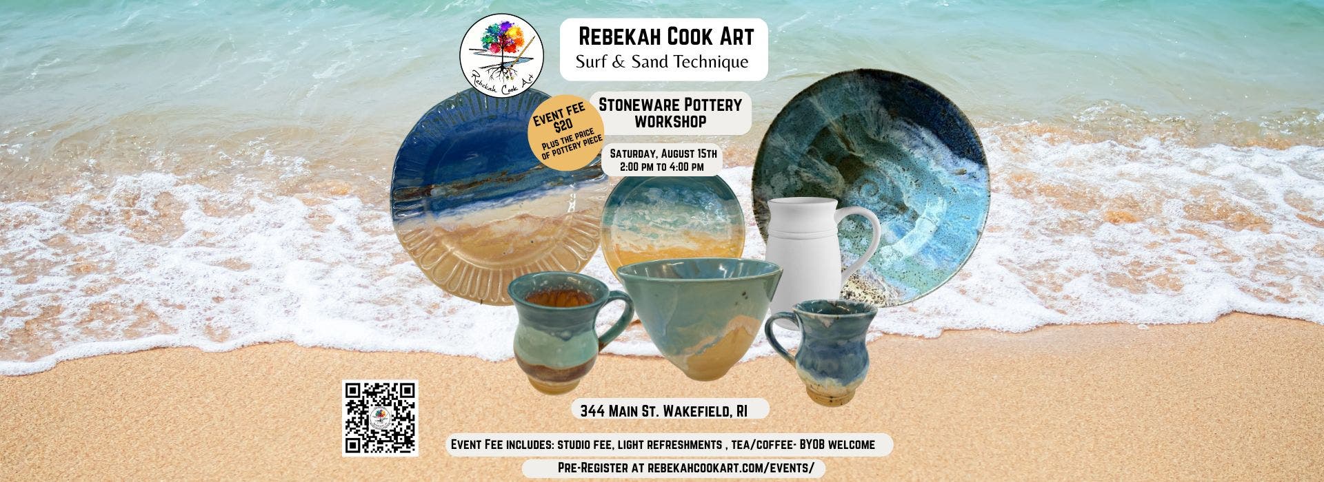 Stoneware Pottery Painting at Rebekah Cook Art - Surf and Sand