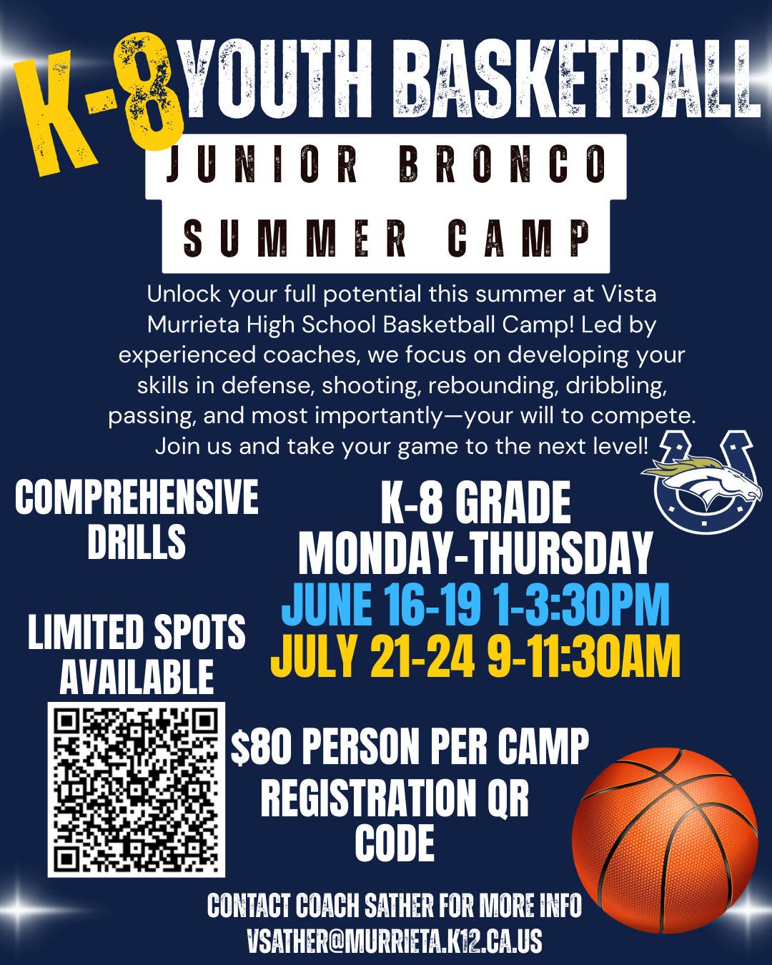 Jr Bronco Youth Basketball Camp - Boys and Girls K-8