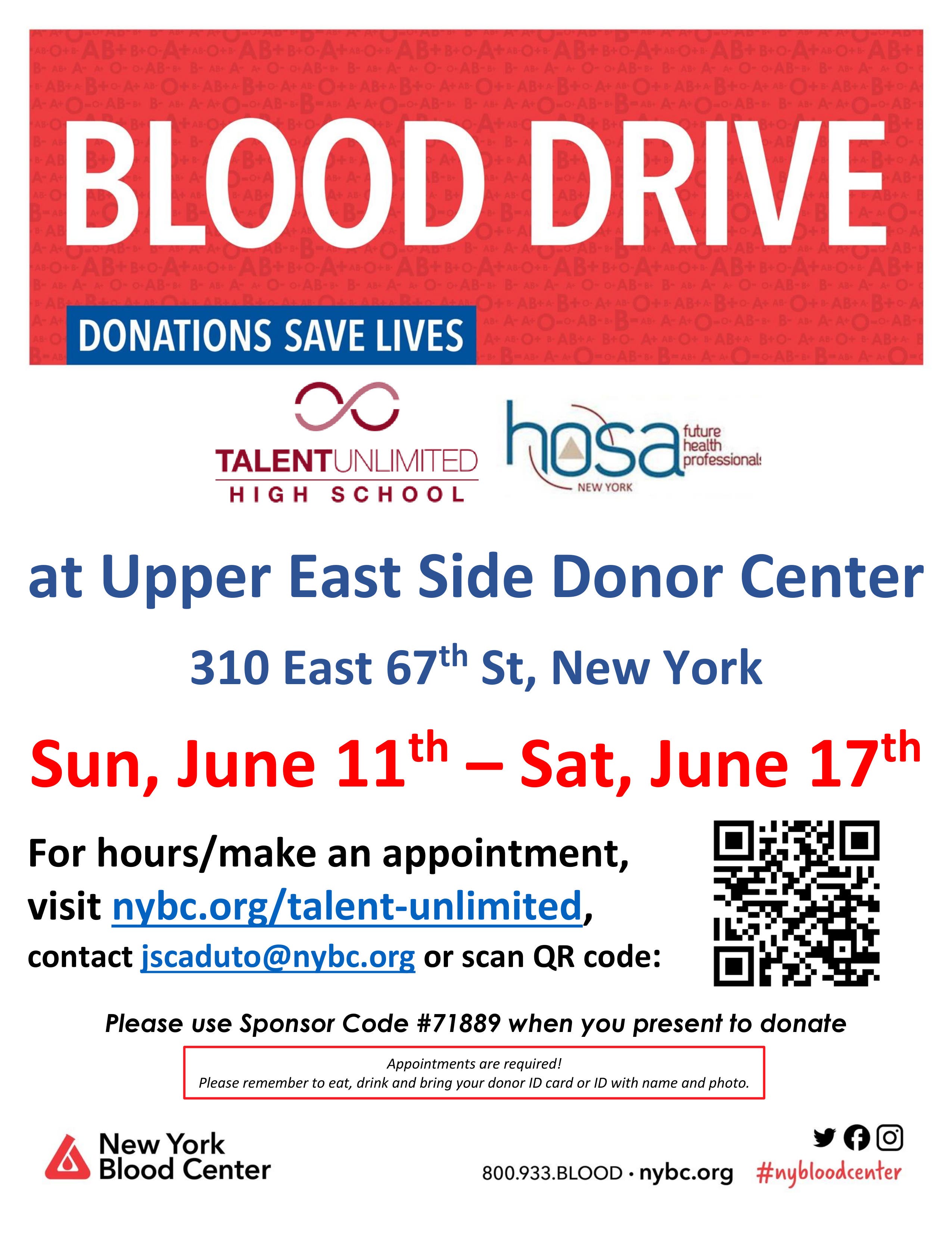 Jun 11 Blood Drive! Donate Your Blood And Be The Difference. Upper