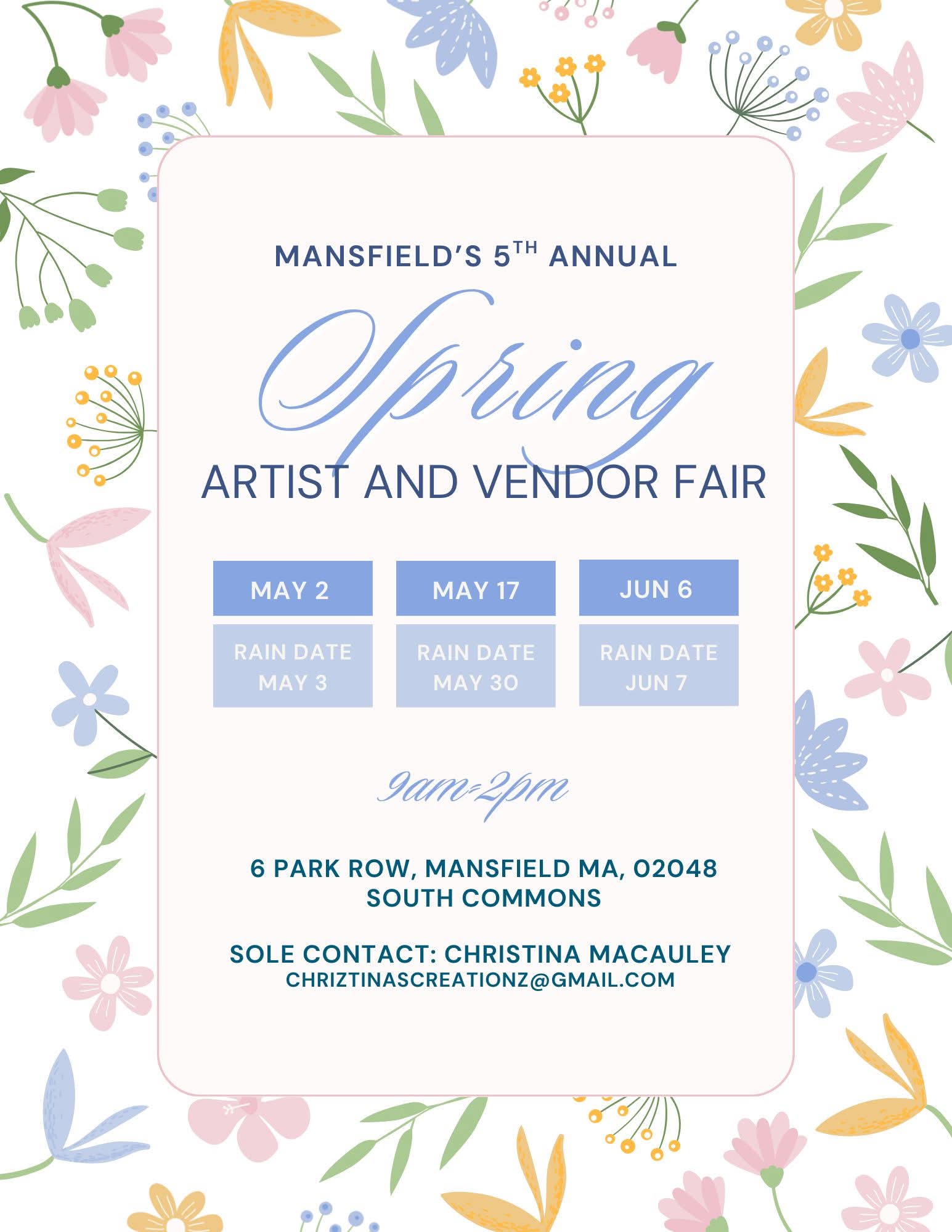 Mansfield's 5th Annual Spring Artist And Vendor Fair