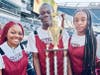 The Southland Marching Band brought home the second place trophy in the Battle of the High School Bands at the Chicago Classic on Saturday, September 2nd. Southland drum majors (l-r) are Tiara Wright, Isaiah Adegoye and Rickaiya Bernard.