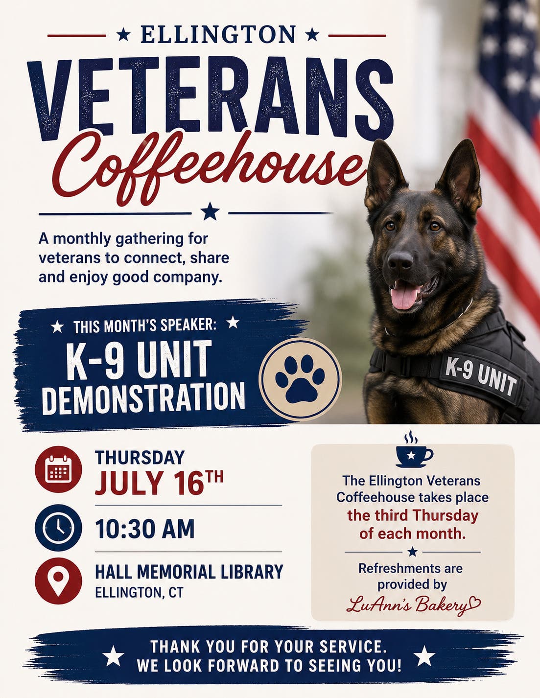 Ellington Veterans Coffeehouse July Meeting