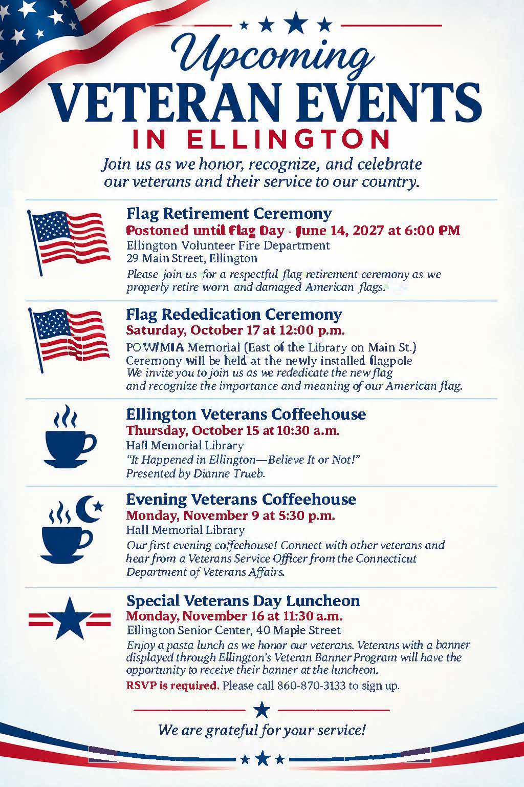 Upcoming Veteran Events In Ellington