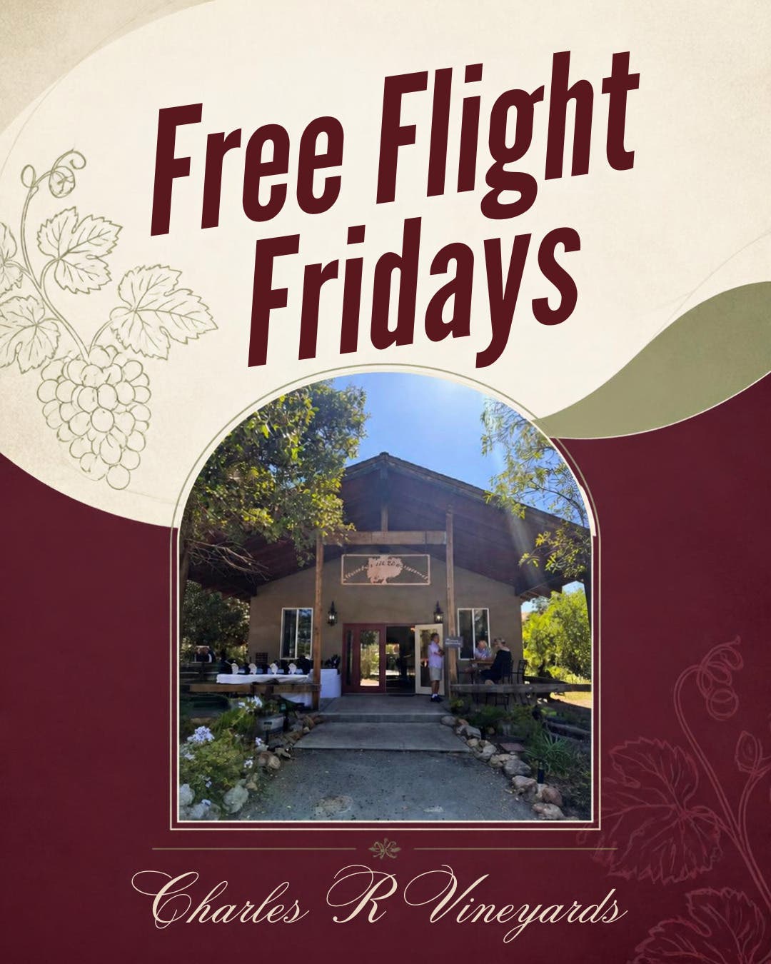 Free Wine Flight Fridays at Charles R Vineyards