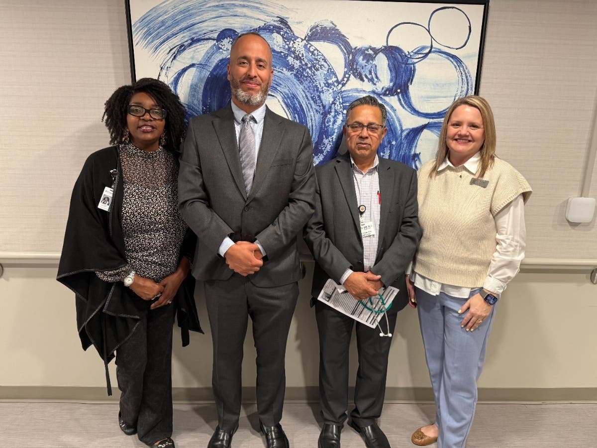 PHOTO CAPTION (L-R): Jo Scott Manns, regional director of network development for Marquis; Southampton’s Borhan Tealakh, administrator, and Dr. Agha Haider; and Sarah Lally, regional director of specialty programs