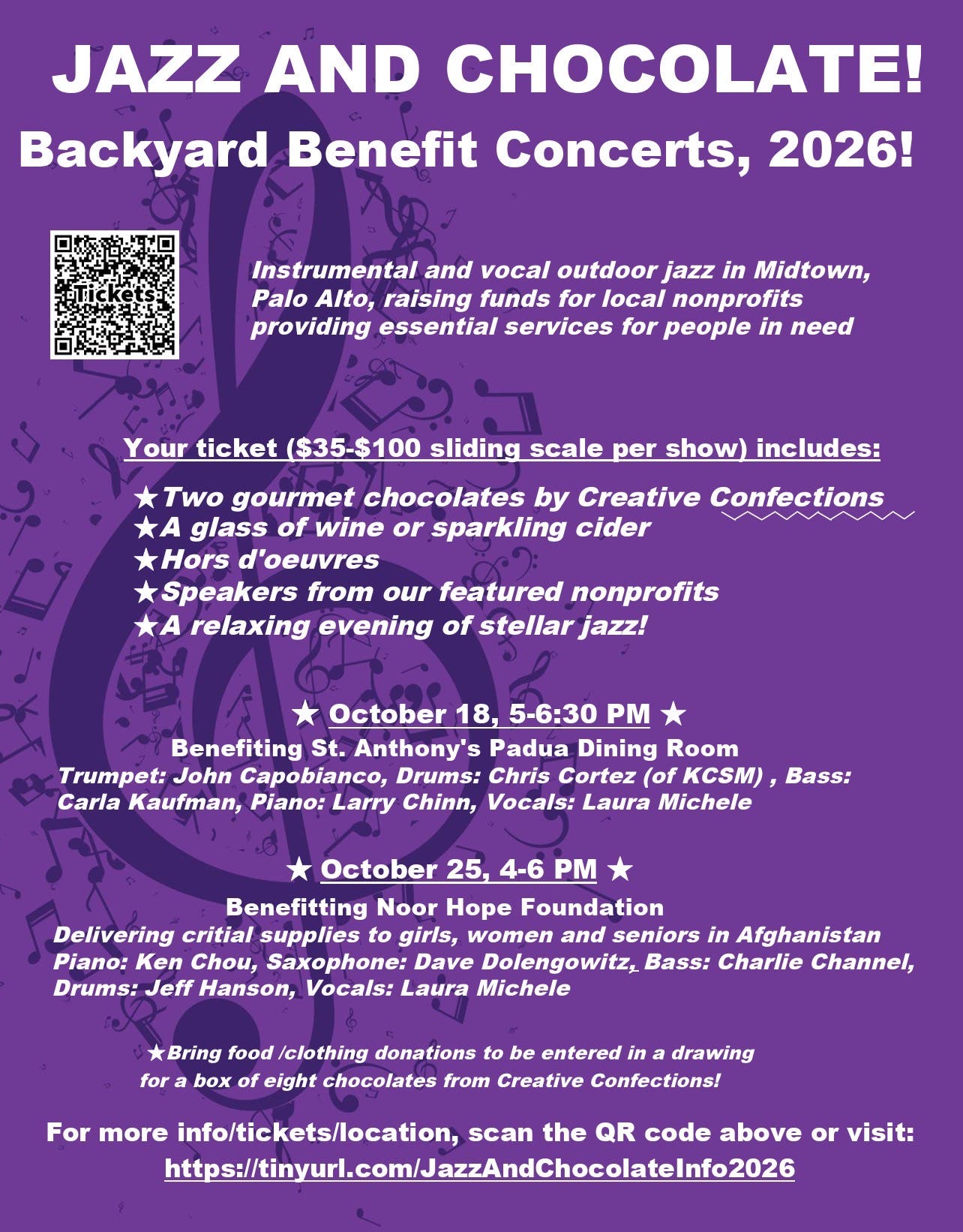 Jazz And Chocolate! Backyard Benefit Concerts, 2026