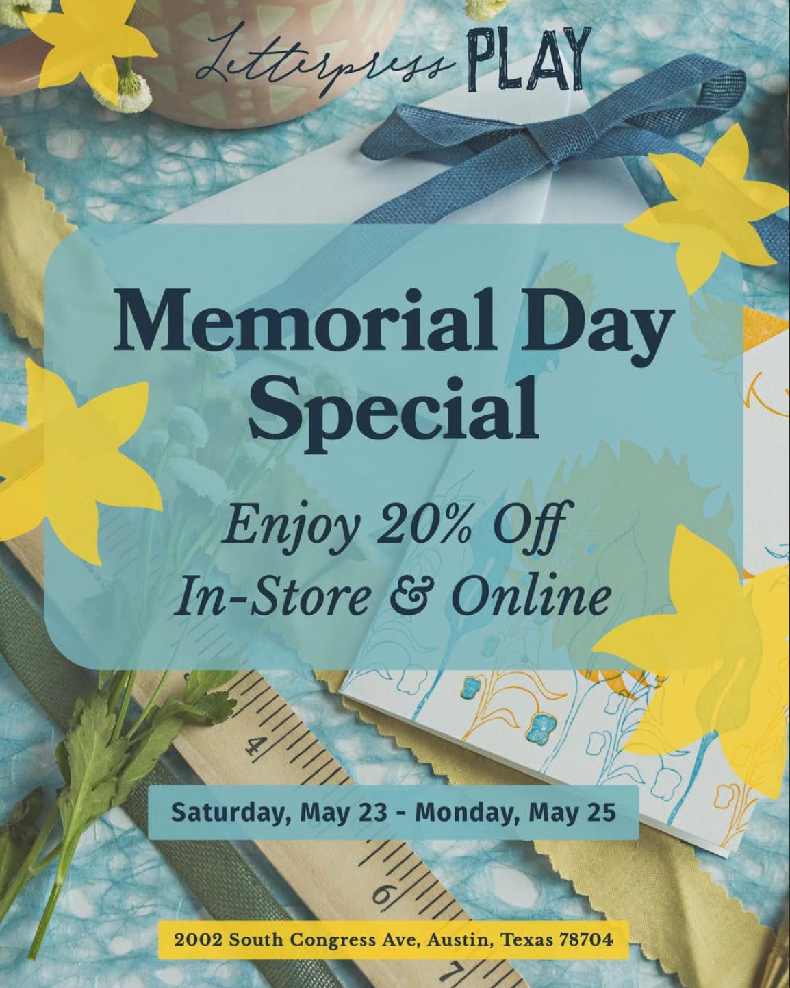 Memorial Day SALE at Letterpress PLAY!
