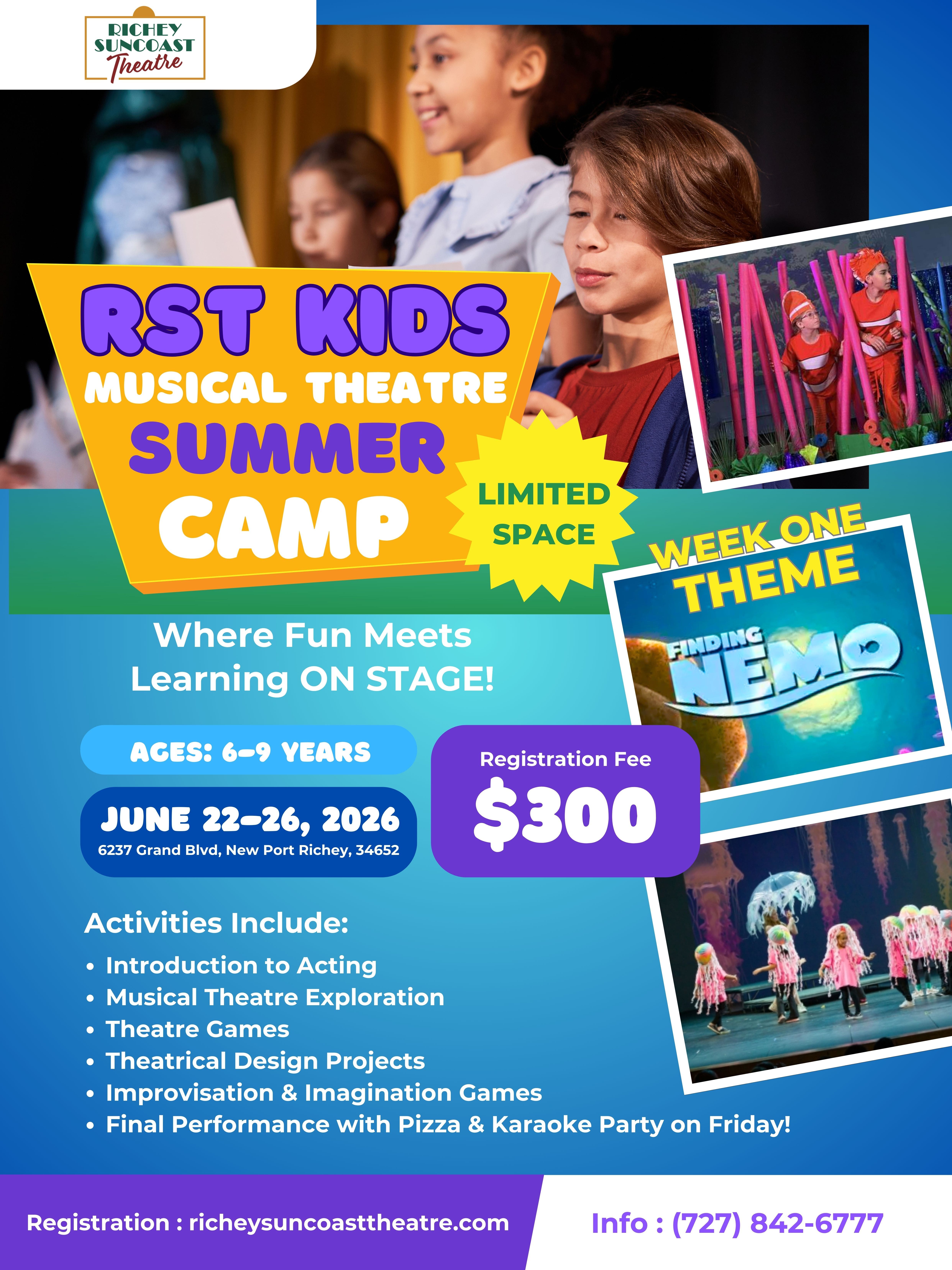 Richey Suncoast Theatre Announces Week One of 2026 RST Summer Camp: Finding Nemo (Ages 6-9)