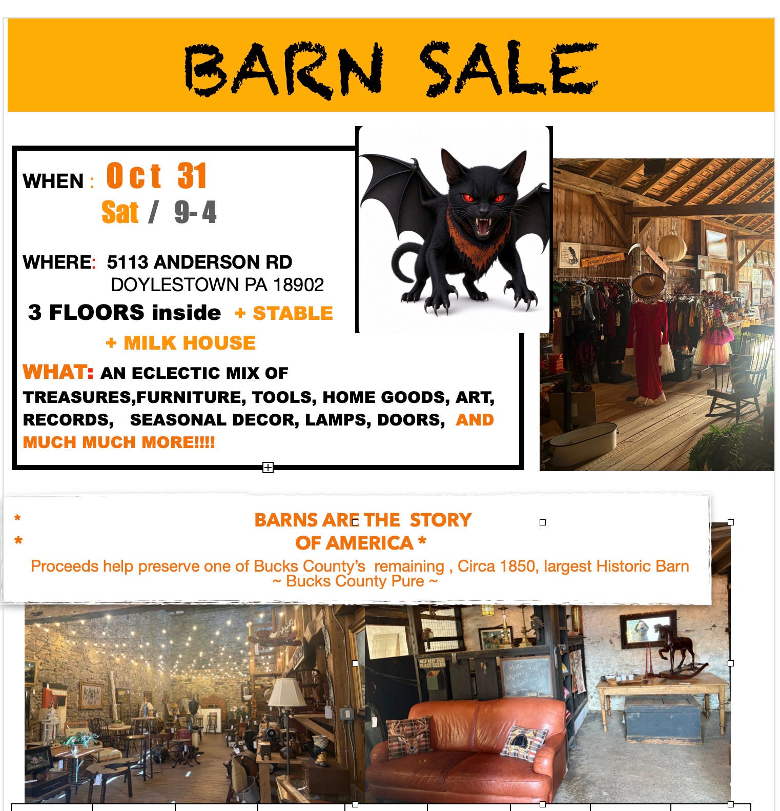 Barn Sale ---- SPOOKTACULAR finds await - shop before they ghost !!!