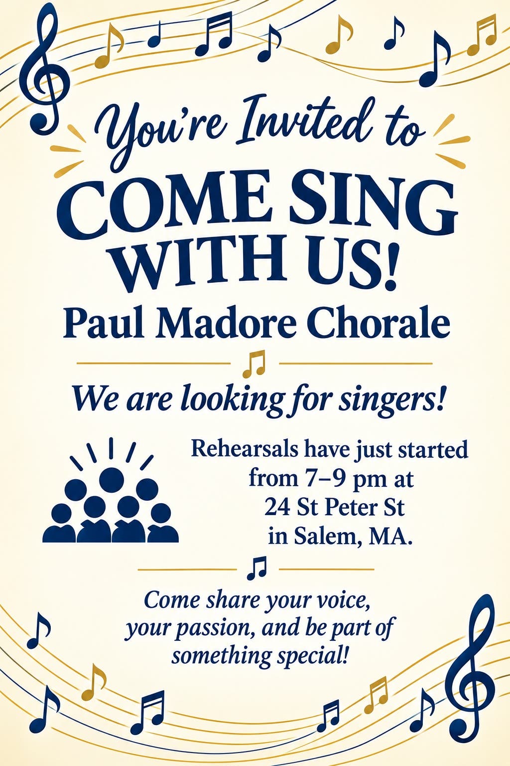 Paul Madore Chorale rehearsals