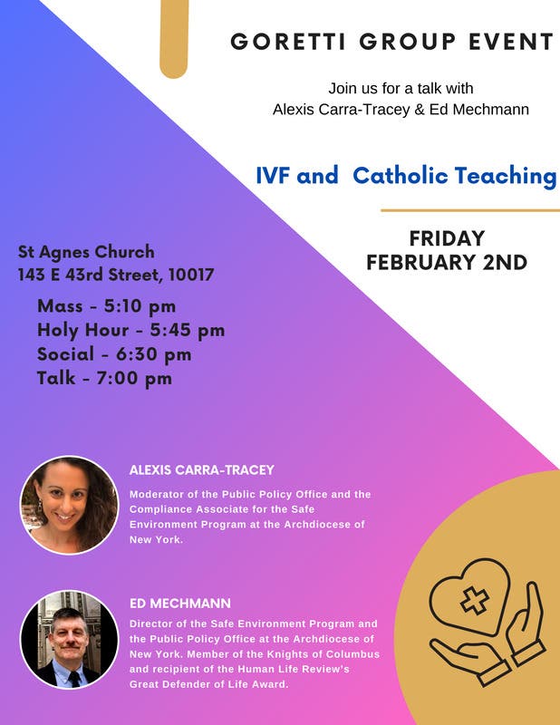 Feb 2 IVF and Catholic Teaching New York City, NY Patch