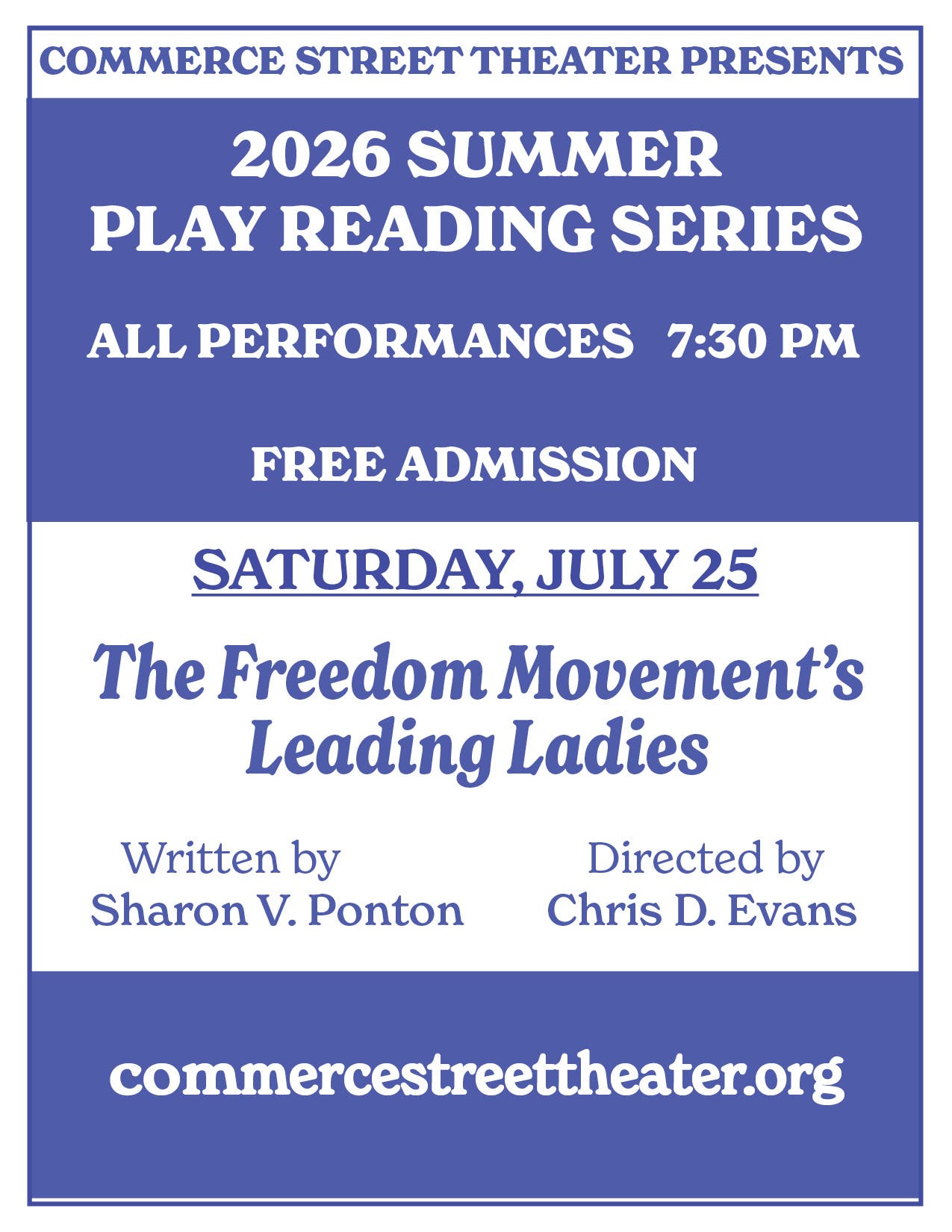 SUMMER PLAY READING SERIES: "The Freedom Movement Leading Ladies"