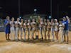 Left to Right: Coach Kelly, Player Ella, Player Grace, Player Maddie, Player Jenna, Player Sophia, Player Mia, Ridiculous Trophy, Player Jayden, Player Lily, Player Emma, Player Ashley, Player Kelly, Player Amaya, Coach Bill