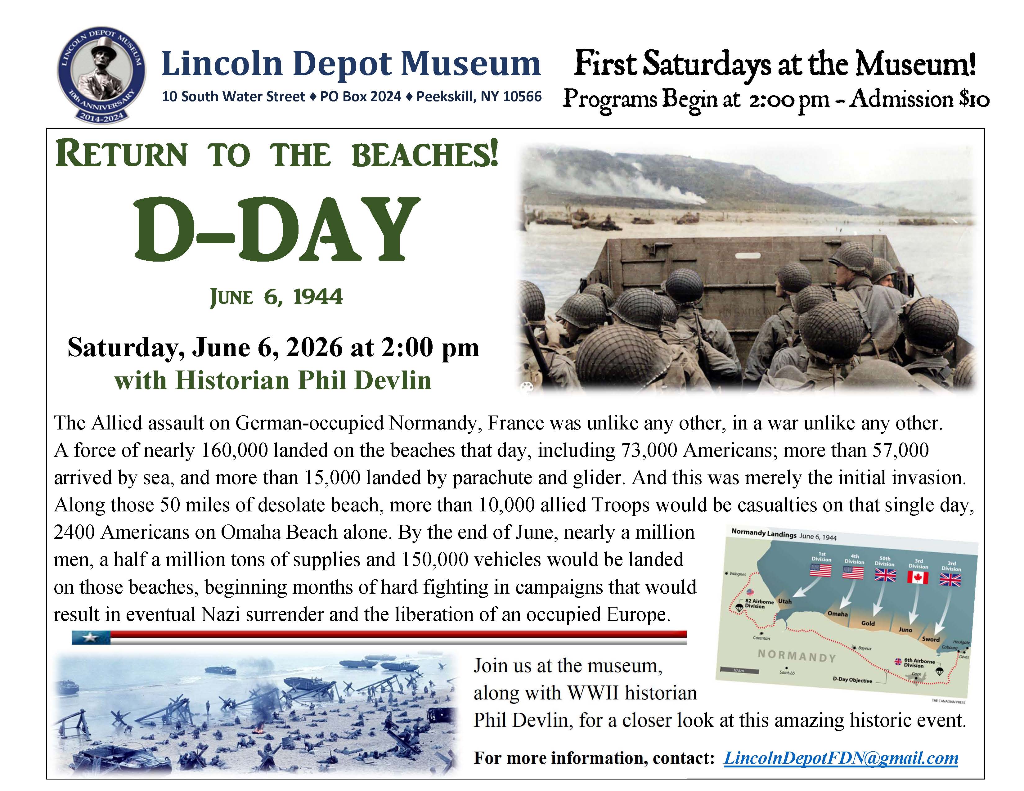 First Saturdays at the Museum:  Return to the Beaches!  D-Day - June 6, 1944