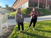 Ms. Devivo and Ms. Clauss try their hand at flying drones.