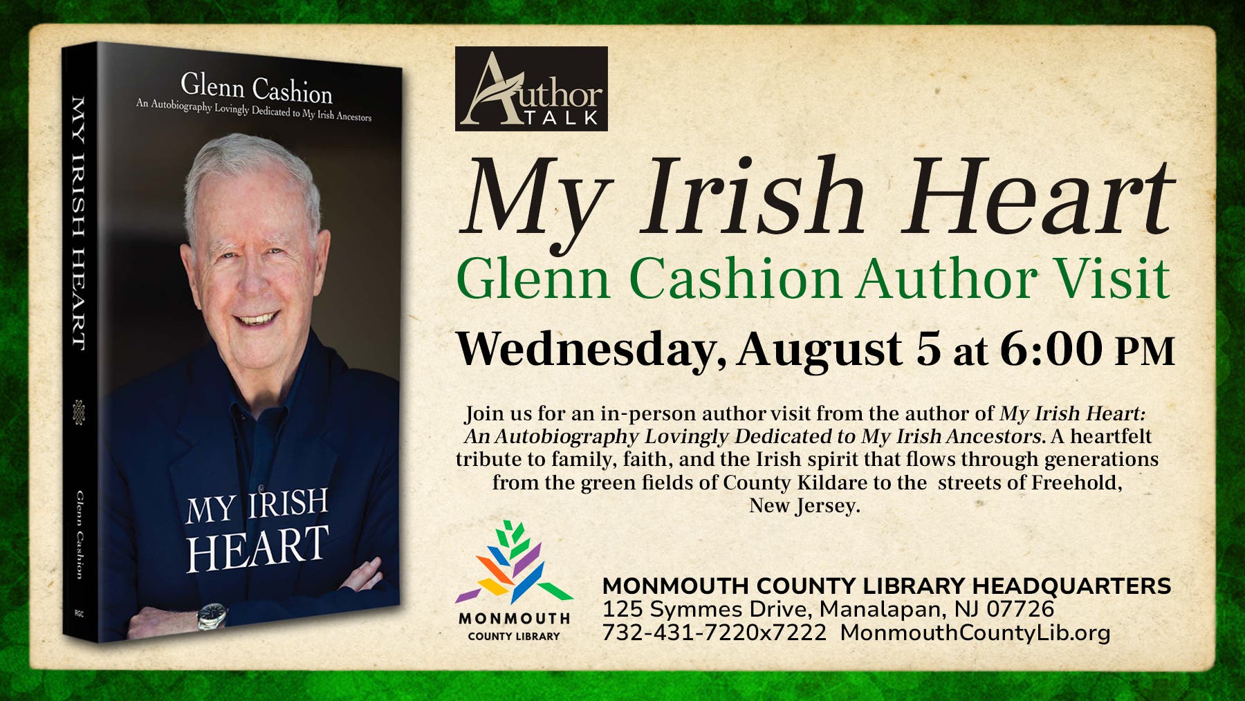 "My Irish Heart": Glenn Cashion Author Visit
