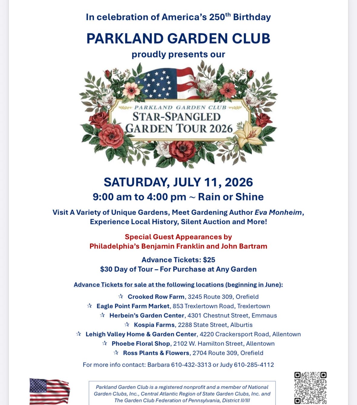 Parkland GC"s "Star-Spangled Garden Tour 2026"