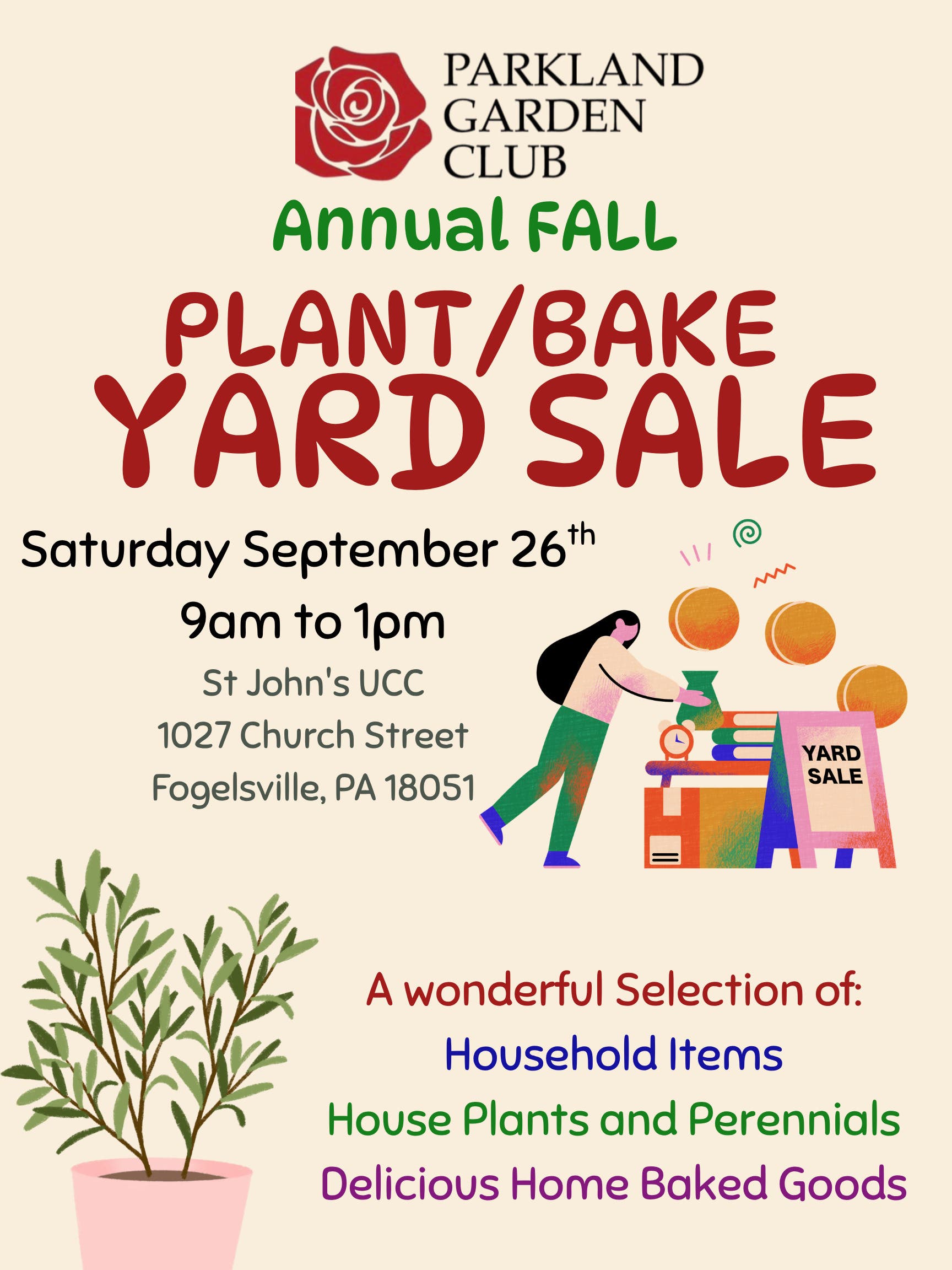 PARKLAND GARDEN CLUB Annual Plant/Bake Yard Sale