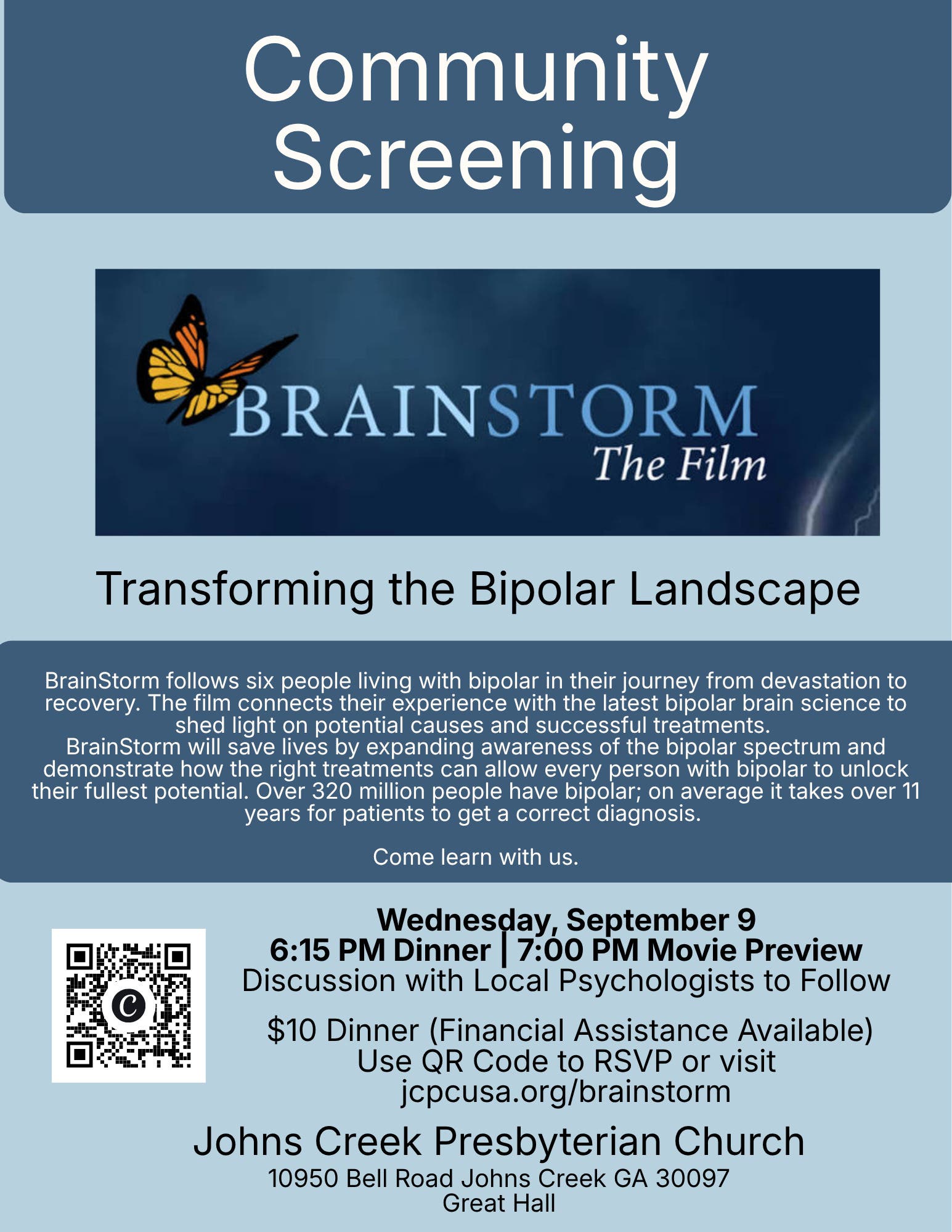 Community Screening- BrainStorm- The Film- Transforming the Bipolar Landscape
