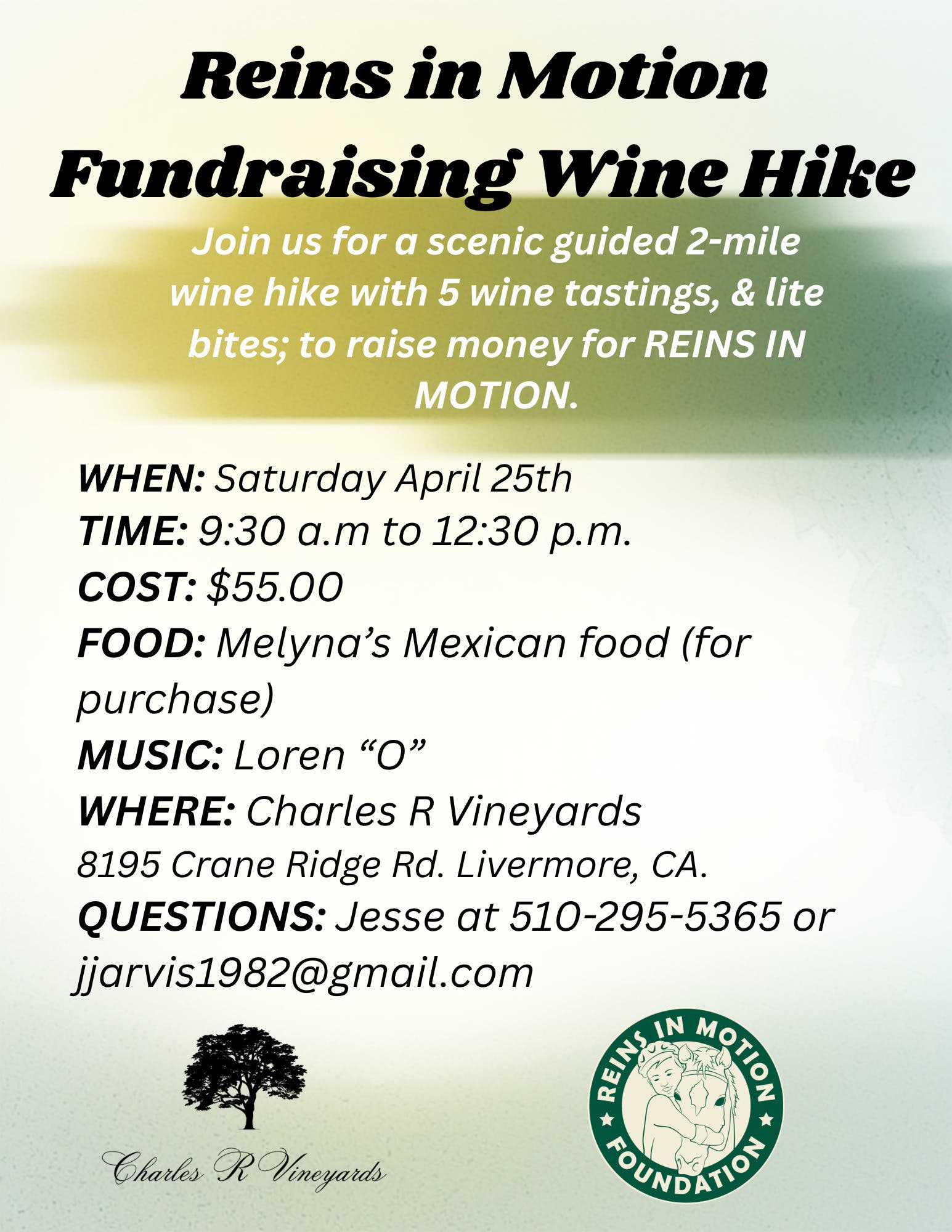 Fundraising Wine Hike for The Reins in Motion Foundation