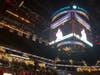 Theme and celebration captioning on the giant-hung video scoreboard and ribbon boards during New York Liberty pro women basketball game at Barclays Center, Brooklyn New York