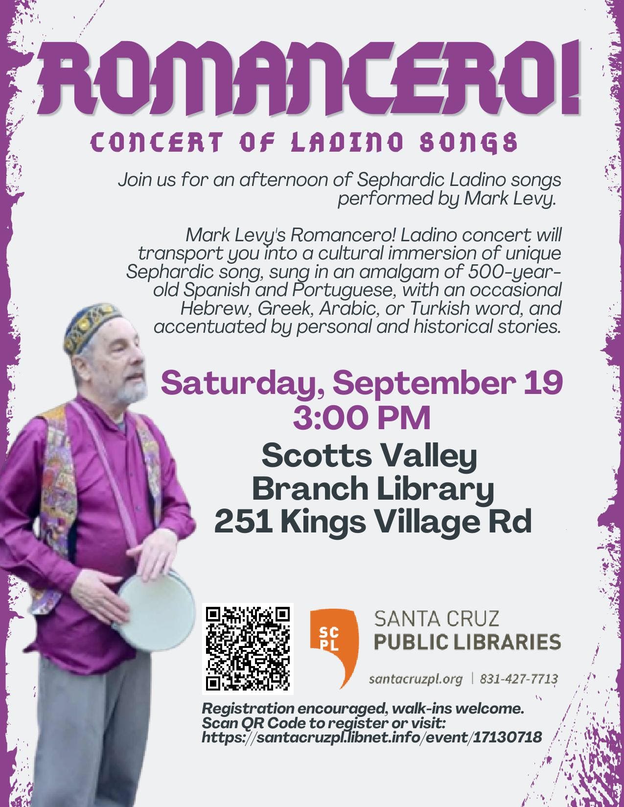 Romancero! Mark Levy's Concert of Ladino Songs