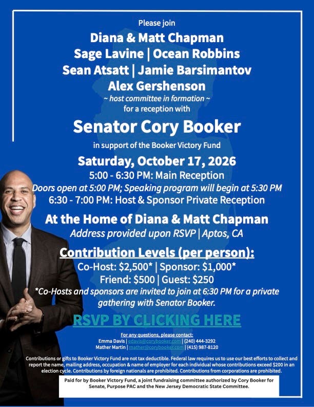 Senator Cory Booker, Speaker & Reception